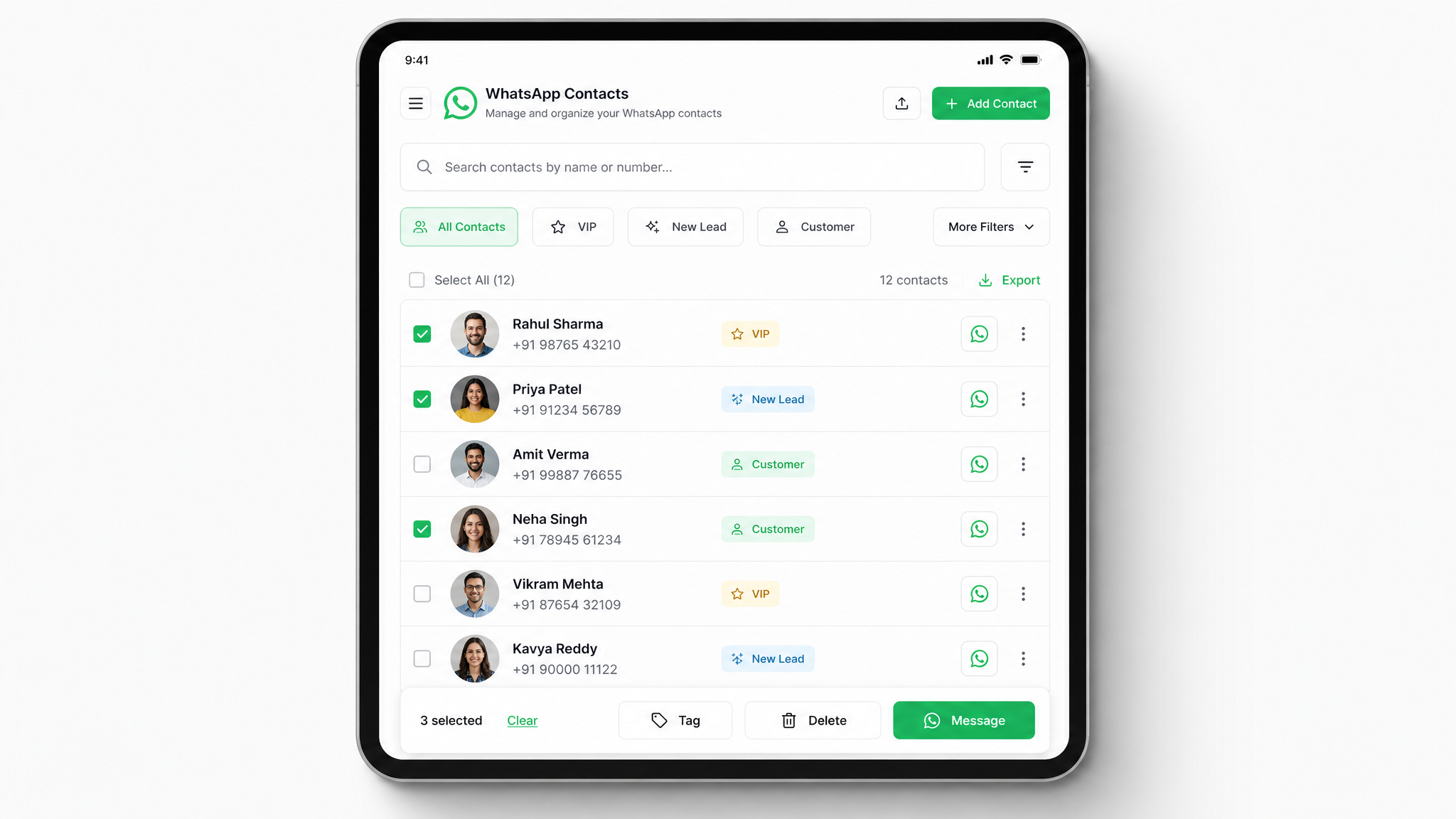 Gestion des contacts